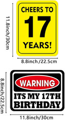 17Th Birthday Party Decorations – 9PCS Wall Signs Funny Tags for Teenagers 17 Ye