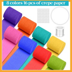 16 Rolls 528 Ft Rainbow Colorful Crepe Paper Streamers Classroom Party Decor