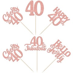 40th Birthday Centerpiece Sticks 15 PCS Happy 40 Table Flower Decor Rose Gold