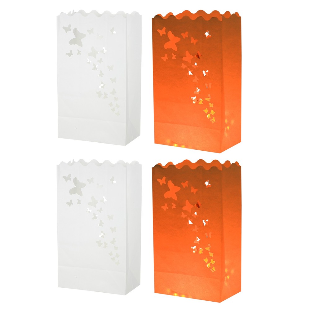 White Paper Luminary Bags, 20 Pcs Butterfly Flame Resistant Candle Bags