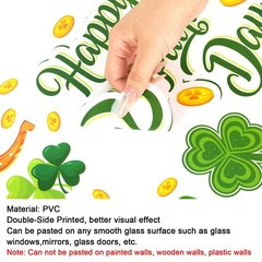6 Sheets St. Patrick’s Day Window Clings Large Clover Tree Gnome Window Decals D