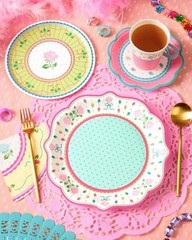 Tea Party Plates – 32pk, 16 9″ + 16 7″ | Garden Party, Birthday Decorations,