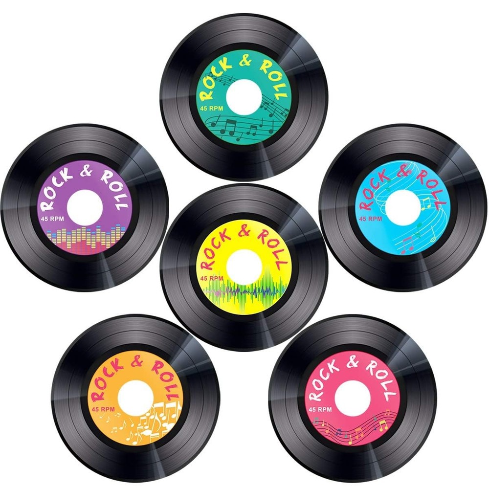 Retro 1950s Rock Roll Record Cutouts Music Party Wall Decor 7 Inch 30 PCS