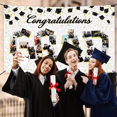 Large Graduation Photo Banner Decorations 72×44 Inch,Graduate White