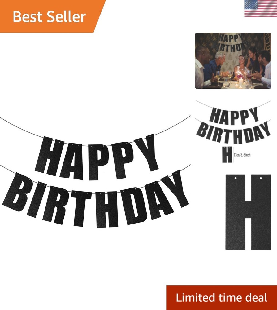 Black Happy Birthday Banner for Birthday Party Decorations Supplies