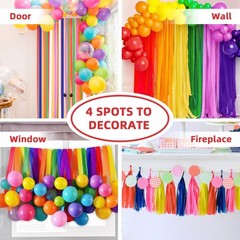 Rainbow Party Streamers Crepe Paper Rolls Pride Birthday Decoration 6 Rolls