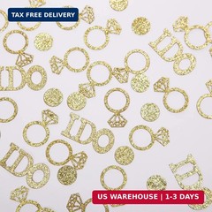 Gold Wedding Table Confetti,Glitter Paper Diamond Ring Confetti, I Do Engagement