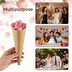 Wedding Confetti Cone Stand Box 48 Papers 24 Holes Dried Rose Flower 6 Litres