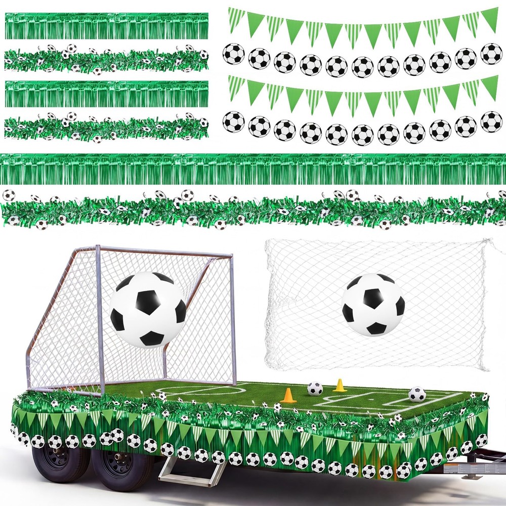 13 Pcs Soccer Parade Float Decorations Set with 1 Gaint Inflatable Soccer Bal…
