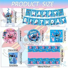 Vibrant 88PCS Stitch Birthday Decorations: Fun Plates, Cups & Swirls Included