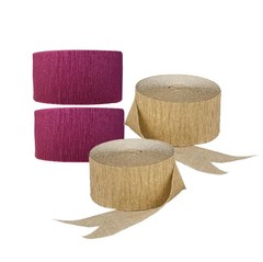 Maroon Plum and Dark Metallic Gold Crepe Paper Streamers, Made in USA