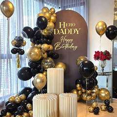 Black Gold Silver Balloon Garland Arch Kit, 166Pcs 5 10 12 18 Inch Latex Balloon