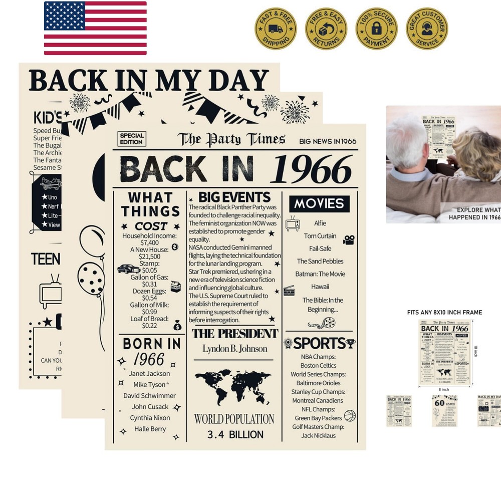 60th Birthday Decorations for Men and Women, 3 Pieces Vintage 60 Birthday An…