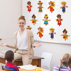 48 Pcs Fall Scarecrow Paper Photo Cutouts for Thanksgiving Bulletin Board Decor