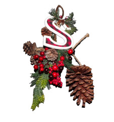 Plaid S Pinecone pine tree Hanging 16″ Deco Christmas Front Door Hanger CLtb