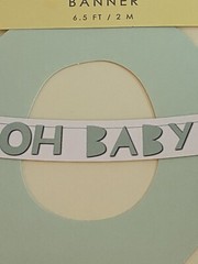 2X Baby Shower Banner By Table Fun Oh Baby 6.5 FT Banner Pastel Green Brand New