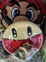 Mario Bro Birthday Decorations,Table Covers,Stickers,Plates BD letters 215 Pcs