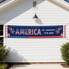 250th Anniversary American Banner Flag 1776-2026, 120 x 20 inch USA 250th Bir…