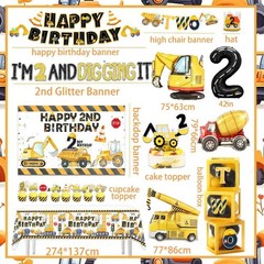 Construction 2nd Party Supplies Boy Dump Truck Digger Zone 2nd Decorations in…