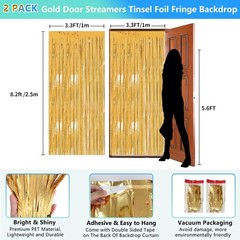 Glamorous Gold Tinsel Party Backdrops 3.3ft x 8.2ft – Perfect for All Occasions