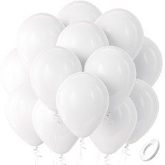 White Balloons Latex Party Balloons, 100 Pack 12 inch Round Helium Balloons f…