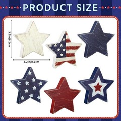 Durable Wooden Star Set of 6 – Rustic Farmhouse Decor for Independence Day