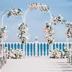 3Piece White Metal Arched Backdrop Stand Multi-Purpose Wedding Flower Arch Frame