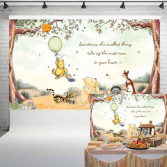 Vintage Pooh Bear Baby Shower Decorations Classic Winnie Neutral Backdrop with G