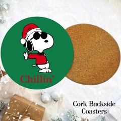Snoopy Christmas Table Decor Coasters-Holiday Peanuts Coasters Set of 4