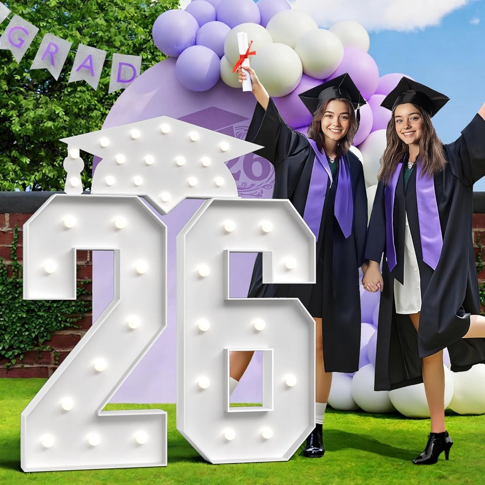 Class of 2026 Graduation Party Decorations White Marquee Number Letters Set