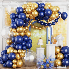 Navy Blue and Gold Balloons Arch Garland Kit,120Pcs Blue and Gold with 18/12/5 I