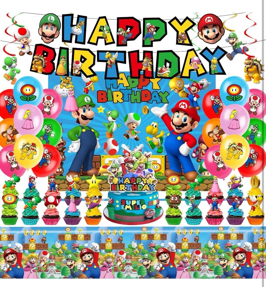 Super Mario Birthday Party Supplies Decorations Kit
