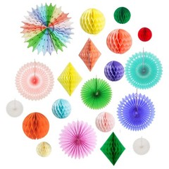 20 PCS Multi-Color Pastel Rainbow Paper Honeycomb Ball Fan Decor Party Supply