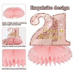 Happy 21st Birthday Decorations 9Pcs Pink Honeycomb Centerpieces Party Supplies
