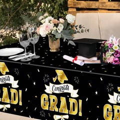 2Pack Graduation Decorations 2026, 108″ X 54″ Graduation Tablecover, Blackgol…