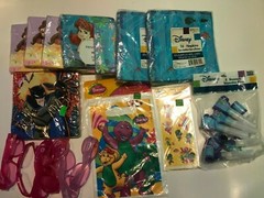 Disney Princess Kids Party Lot napkins, Barbie glasses, Barney , blowouts H2