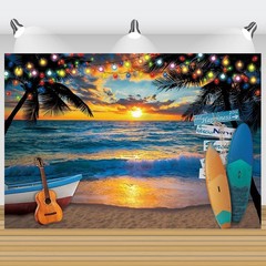 Natural Scenery Sunset Beach Backdrop Photo Background Birthday Party Decor