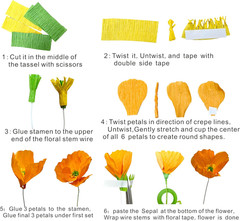 Pink Crepe Paper Poppy Bouquet Making Kit 24 Pcs DIY Craft Set for Home Decor &