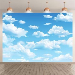 Blue Sky White Clouds Backdrop Photo Background Birthday Baby Shower Party Decor