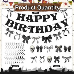 Black Bow Party Decorations – 13PCS Gothic Decorations, Skull Skeleton Goth P…