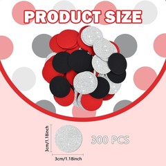 Table Confetti 300 PCS Glitter Red Black Silver Paper Circle Dots Birthday