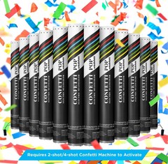 Electric Confetti Cannon Cartridges, 12 PIECES — 16″ Multicolor Poppers for