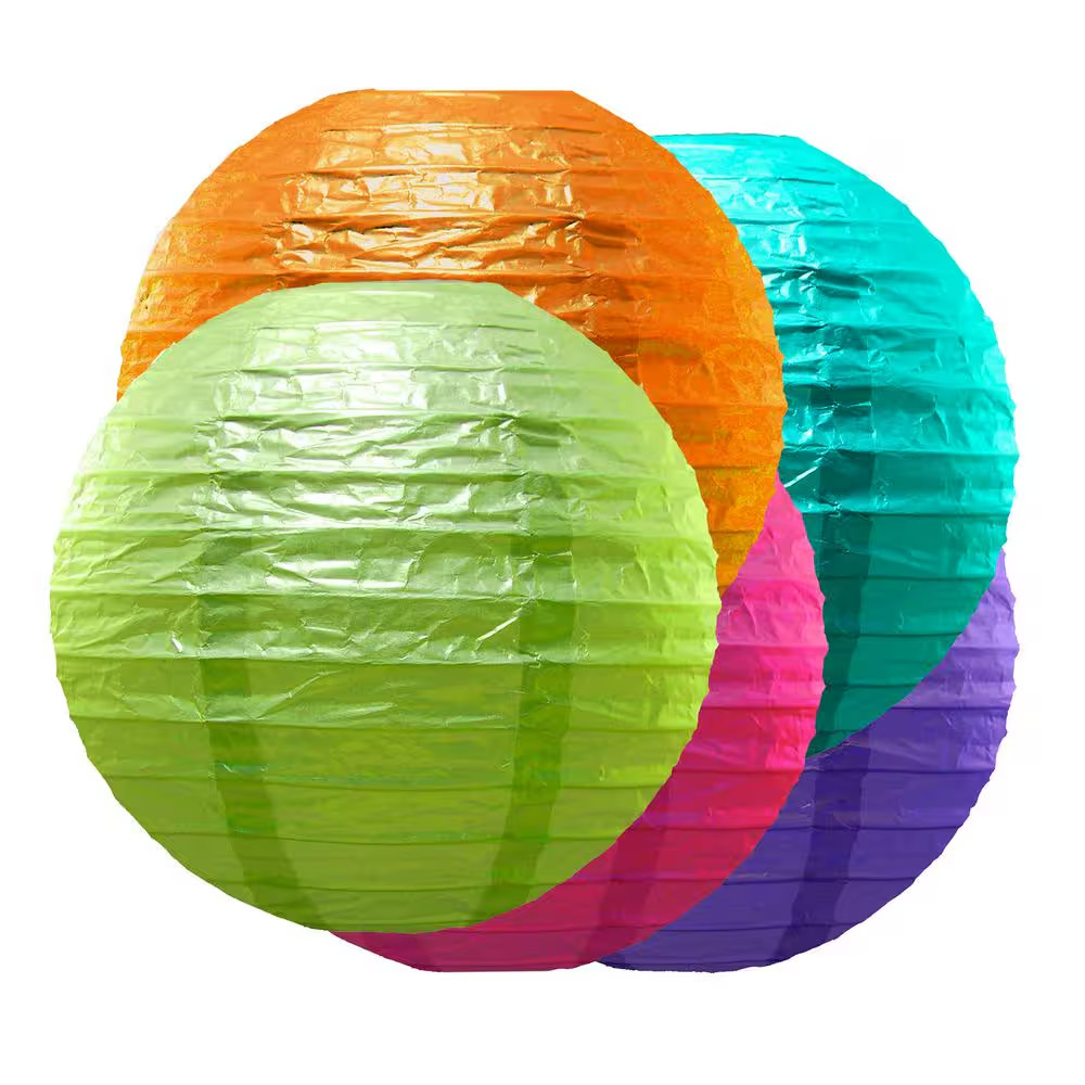 10 In. round Multi Color Paper Lanterns (5-Count)