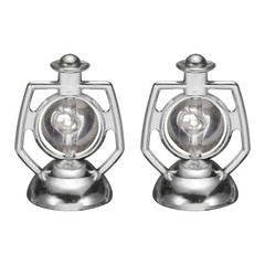 Dollhouse Micro Lantern, 1.32″ Height, Plastic Simulation Oil Lamp Silver, 2pcs