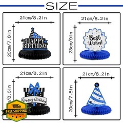 LASKYER 65th Birthday Shiny Blue Glitter Table Centerpiece