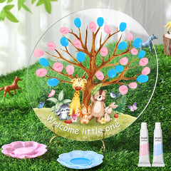 Pasimy Gender Reveal Fingerprint Tree Boy or Girl Party Ideas Baby Shower Guest