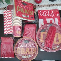 193 Piece Congrats Grad Maroon And White Party Set. Brand New And Ships Free!