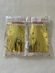 2 Pack Gold Backdrop Metallic Foil Fringe Curtains Party Supplies – Brand New