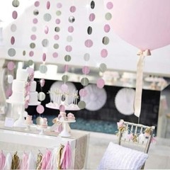 Glitter Pink Circle Garlands Party Decoratoins Polka Dots Streamer Backdrop B…