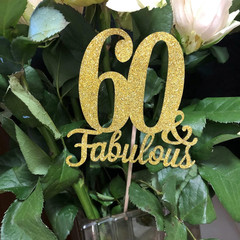 10-Pack Double Sided Rose Gold Fabulous and 60Th Birthday Centerpieces for Table